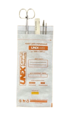 Крафт пакет для стерилізації білий. UNEX CAREFUL PRODUCTS